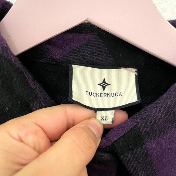Tuckernuck Aubergine Check Parker Shacket Purple Black Flannel Size XL - Picture 3 of 7